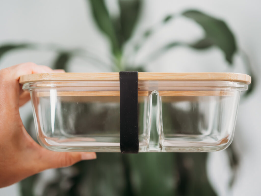 Life without plastic glass container with a bamboo lid