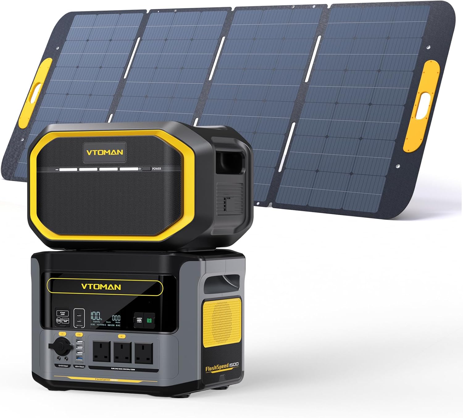 VTOMAN FlashSpeed 1500 Portable Power Station Bundle with Extra Battery 400W Solar Panel